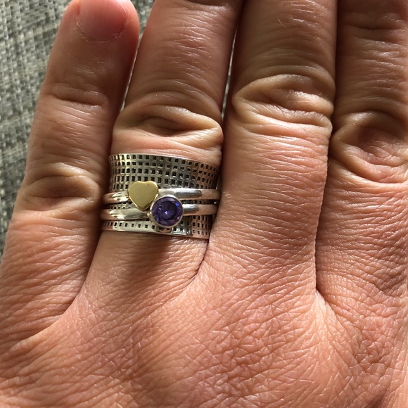 🆕 Spinner Ring Sterling Silver Amethyst Brass - Picture 2 of 3